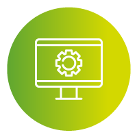 Green logo of a desktop.