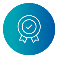 Blue icon of an ward ribbon.