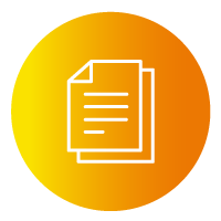 Yellow and orange survey icon.